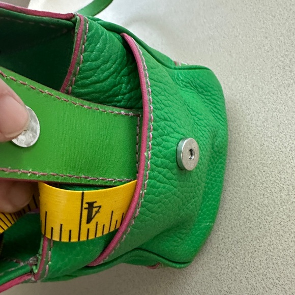 Lambertson Truex handbag bright green leather with hot pink suede lining - Picture 11 of 15